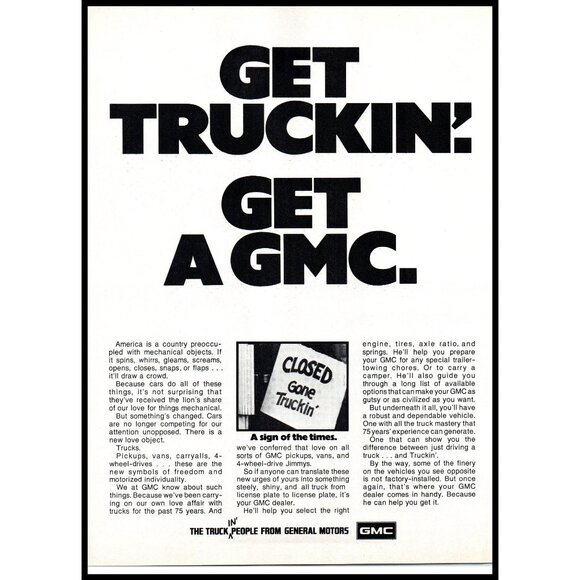 1976 GMC Trucks Get Truckin 2 Page Vintage Print Ad Pickup Truck 70s Wall Art - Picture 3 of 3